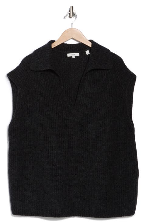 Collared V-Neck Wool & Cashmere Sweater Vest