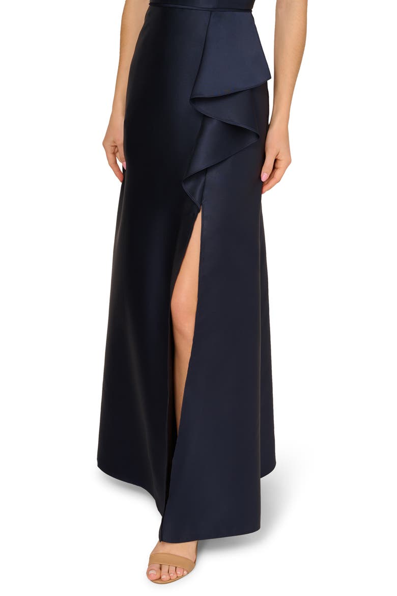 Embellished Neck Mikado Gown, Alternate, color, MIDNIGHT