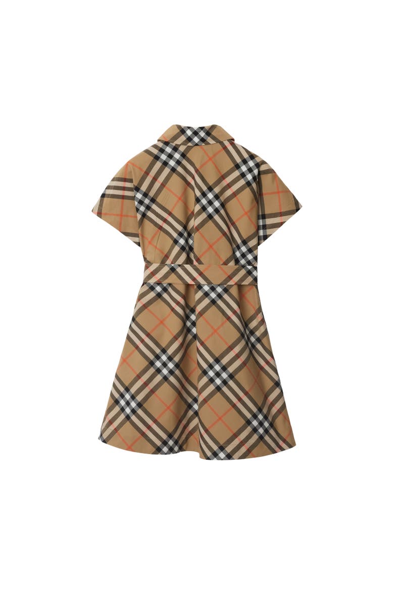 Check Cotton Shirt Dress, Alternate, color, Sand beige