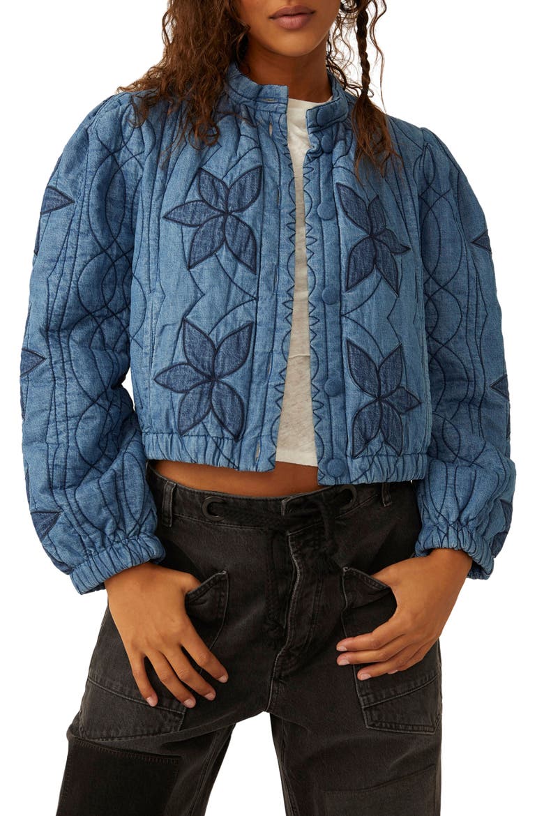 Quinn Quilted Cotton Denim Jacket, Main, color, INDIGO COMBO