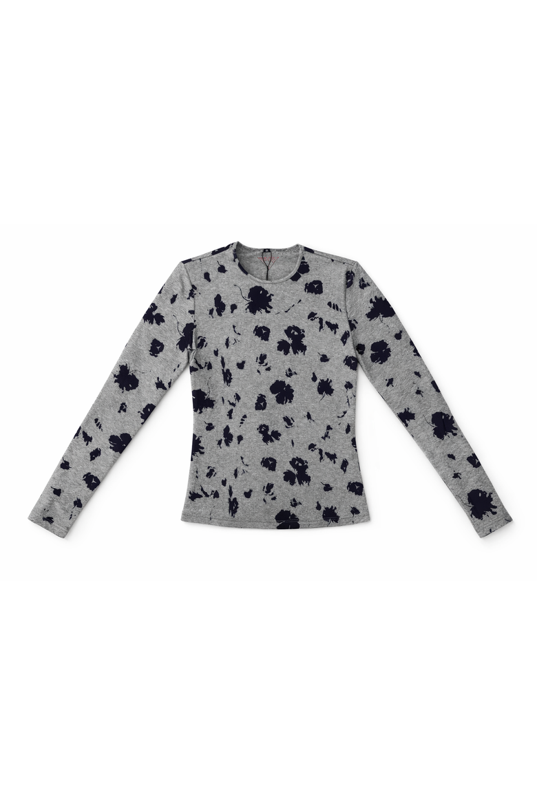 Long Sleeve Round Neck Cotton Tee, Main, color, Grey