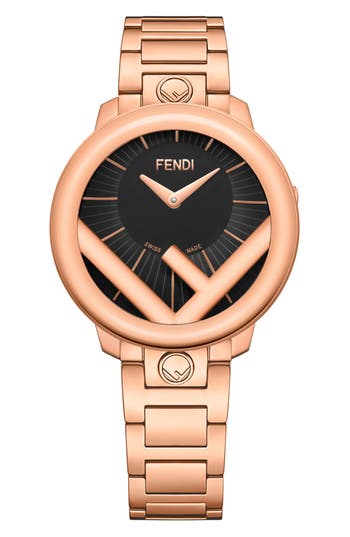 Fendi 36mm Iprg Blk Dial Rsg Bra In Gold