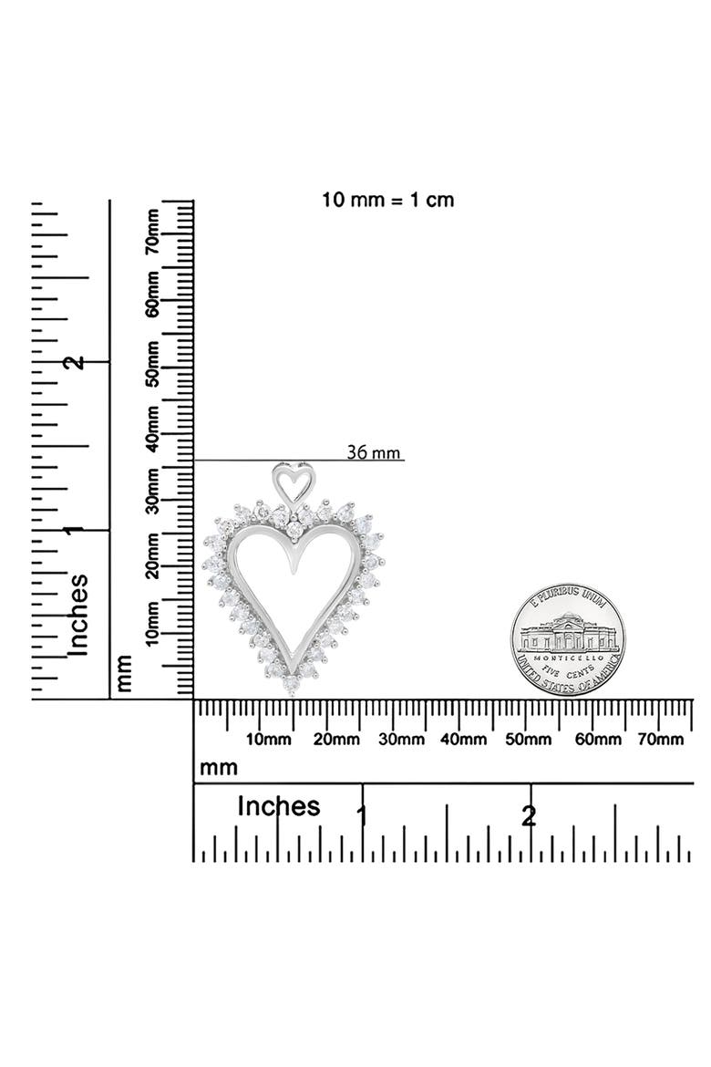 Silver 1 3/4 Cttw Round Diamond Lined Open Heart Pendant Necklace, Alternate, color, White