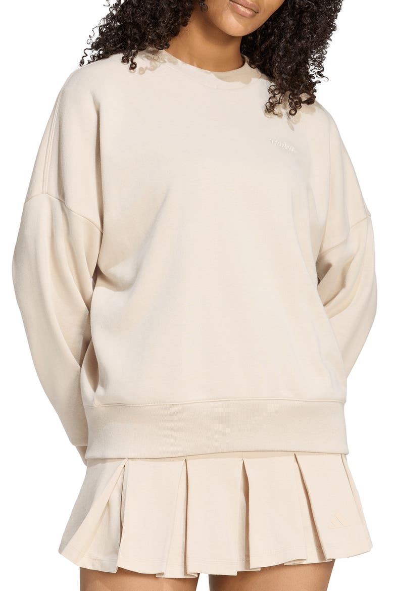 Logo Crewneck Sweatshirt, Main, color, CRYSTAL LINEN/ FROZEN PURPLE