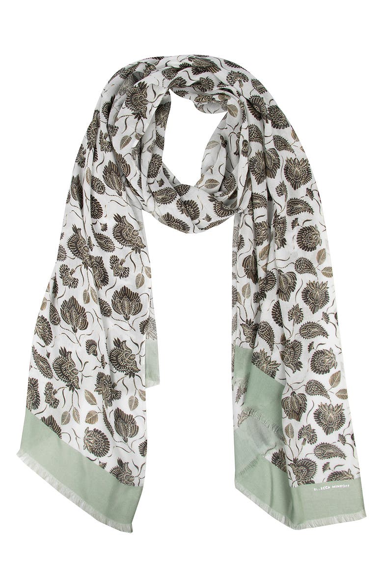 Rebecca Minkoff Lotus Print Fringe Scarf, Main, color,