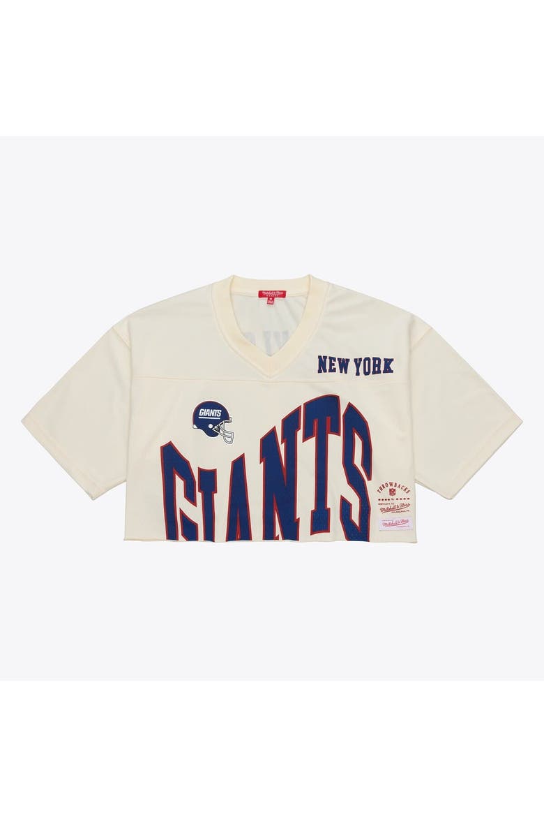 Women's Mitchell & Ness Lawrence Taylor Cream New York Giants Retired Player Cropped Fashion Jersey, Alternate, color, Cream