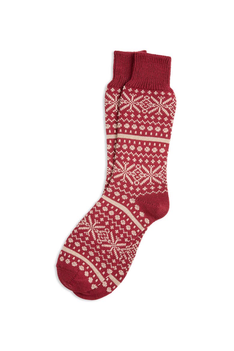 Fair Isle Sock, Main, color, MERLOT / OATMEAL