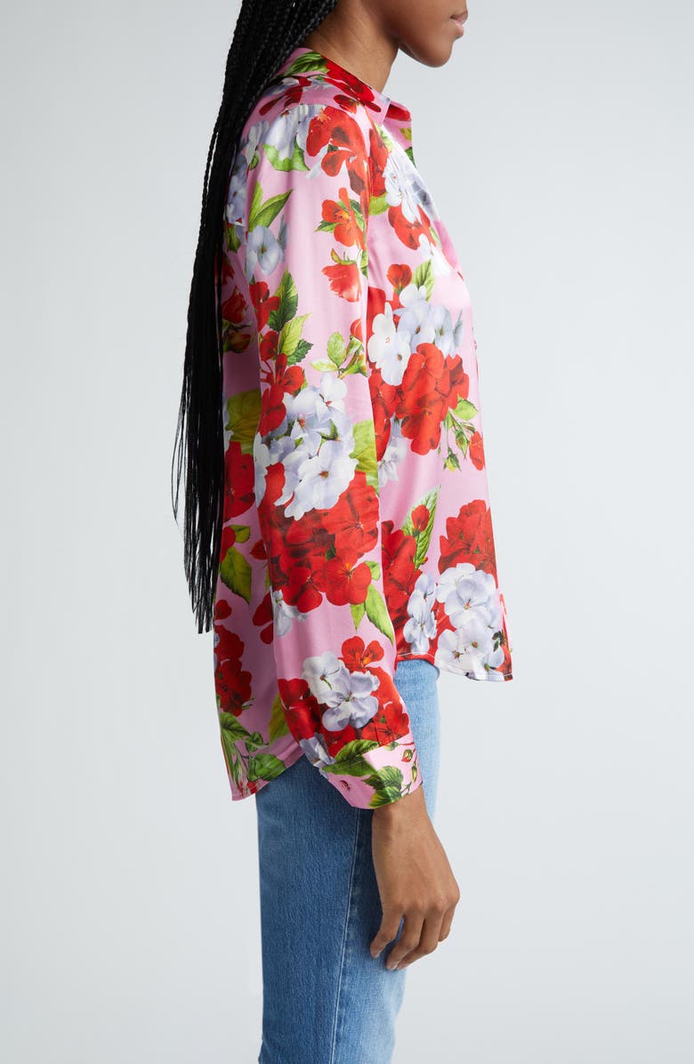 L'AGENCE Tyler Floral Silk Button-Up Shirt, Alternate, color, 