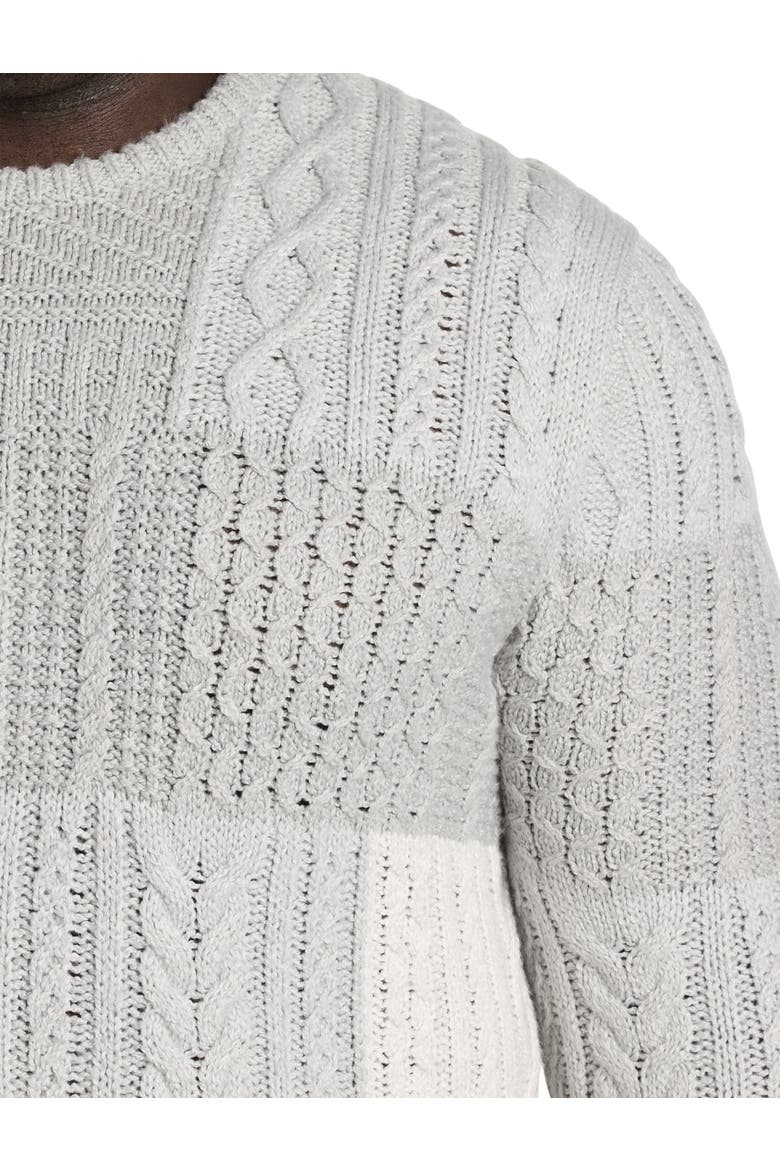 Big & Tall Patchwork Crewneck Sweater, Alternate, color, GREY