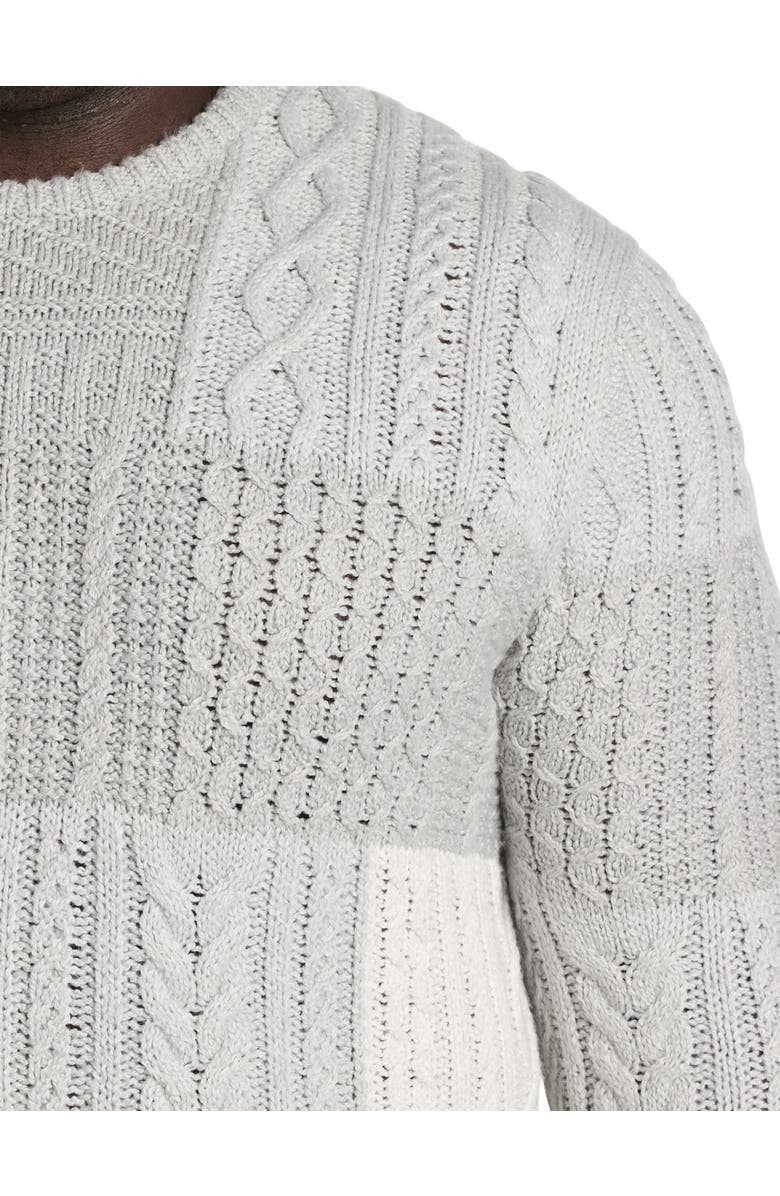 Oak Hill Premium by DXL Big & Tall Patchwork Crewneck Sweater, Alternate, color, Grey