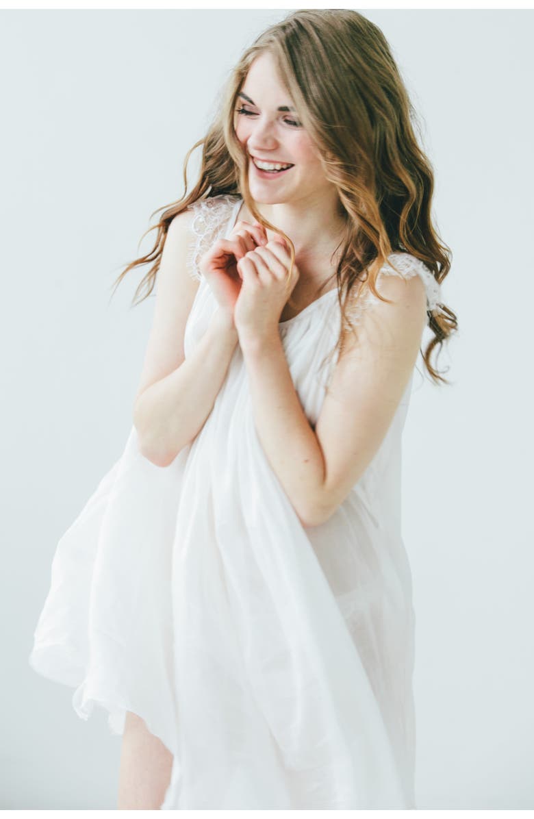 SALUA Betty Babydoll in Cotton Silk Blend, Alternate, color, Pearl