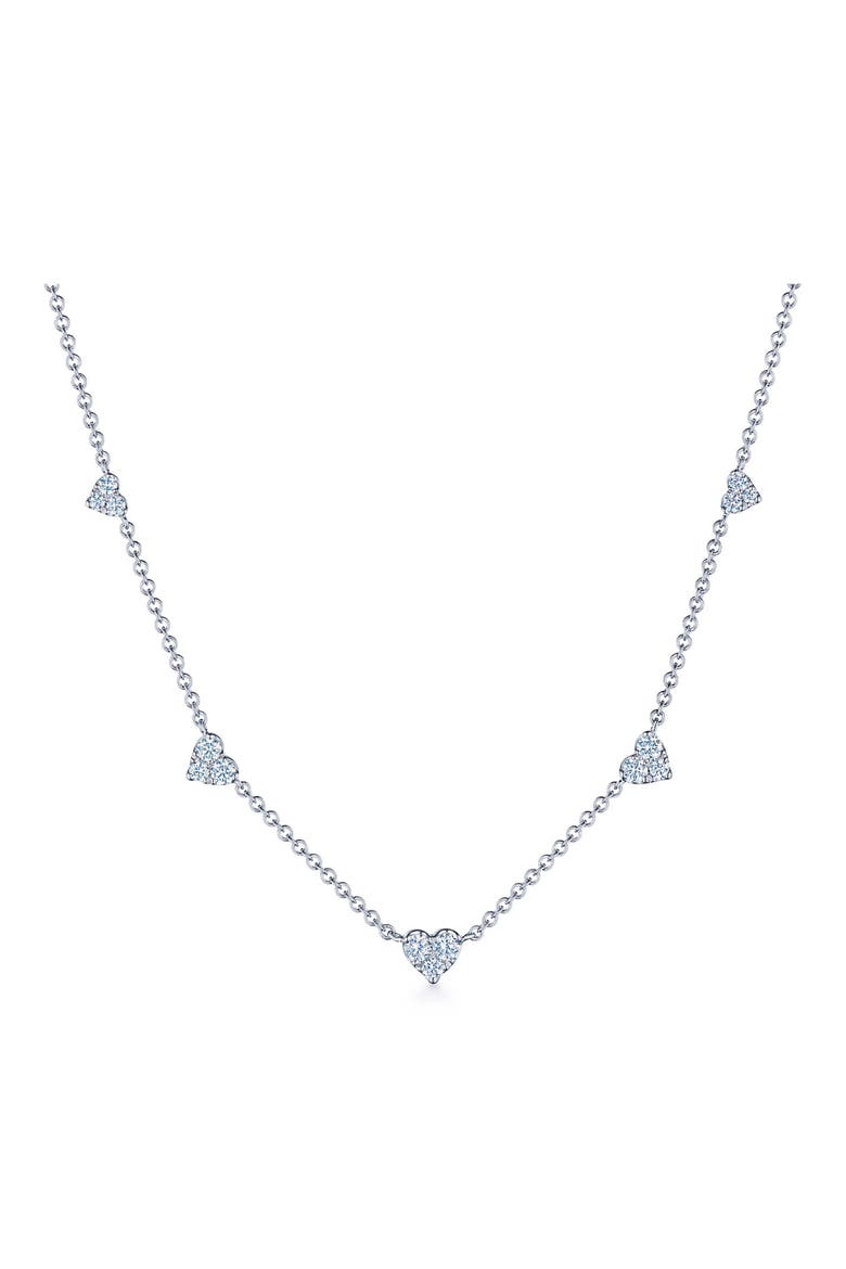 Sunburst Heart Station Necklace, Main, color, WHITE GOLD