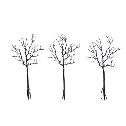 14-in Pre-Lit Artificial Halloween Black Twig Branches with 45 Orange LED Lights and Integrated Ground Stake - Set of 3