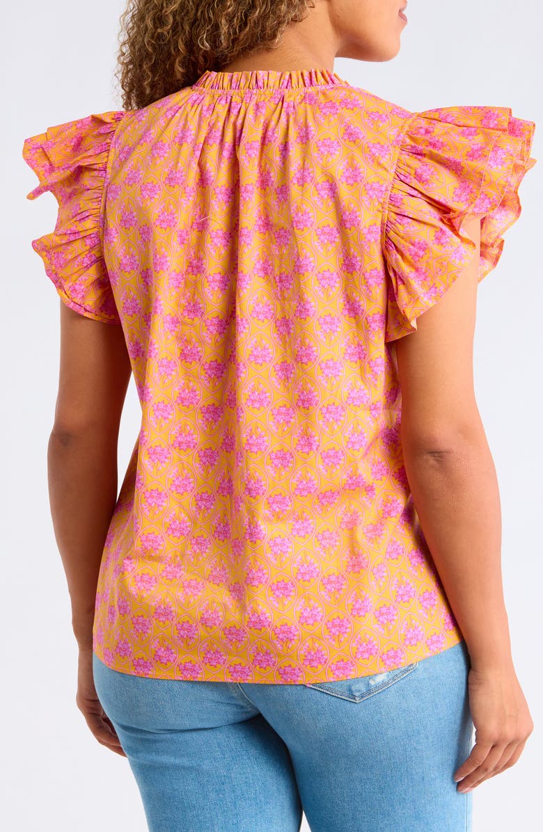 SUGARLIPS Risette Floral Tiered Ruffle Sleeve Top, Alternate, color, Orange-Pinks-Multi