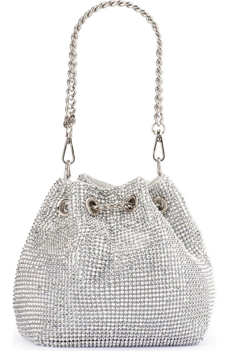 Olga Berg Miranda Drawstring Bucket Bag, Alternate, color, Silver