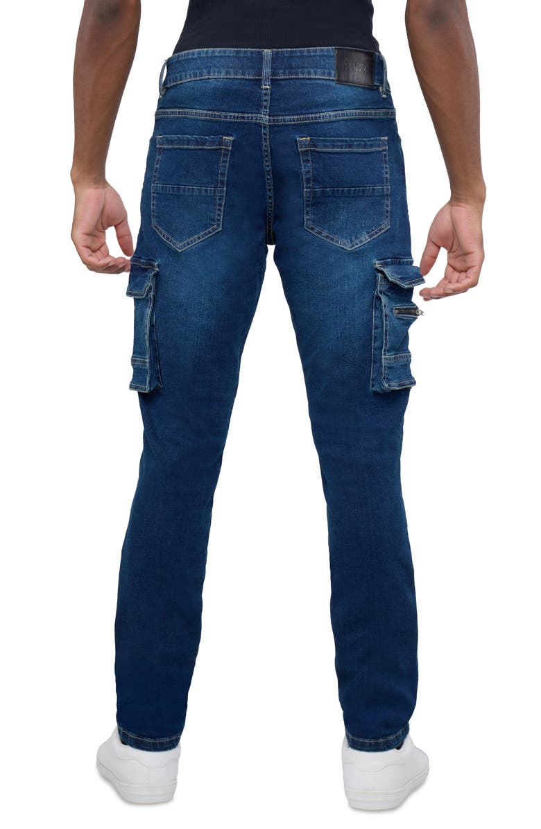XRAY Slim Fit Rip & Repair Moto Cargo Jeans, Alternate, color, 