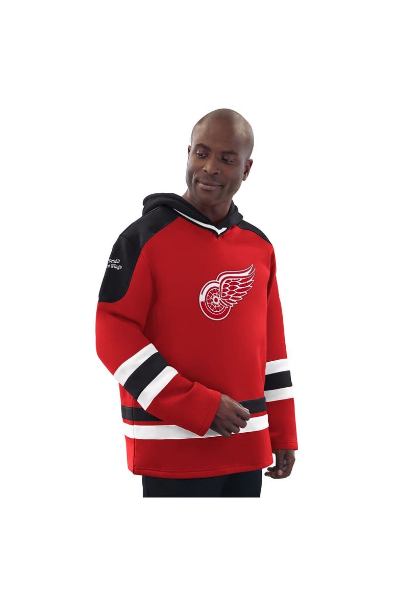 Men's Starter Red/Black Detroit Red Wings Hockey Pullover Hoodie, Main, color, Red