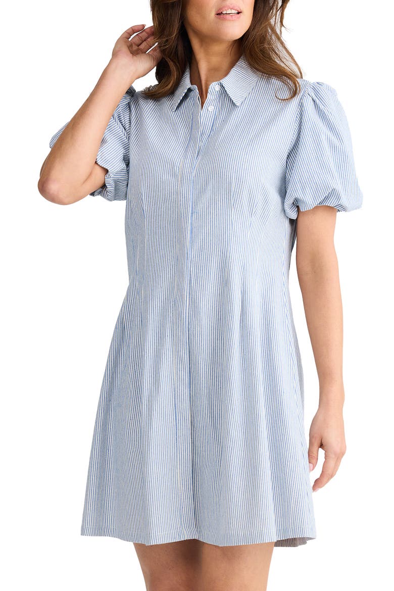 Maria Stripe Shirtdress, Alternate, color, BLUE PINSTRIPE