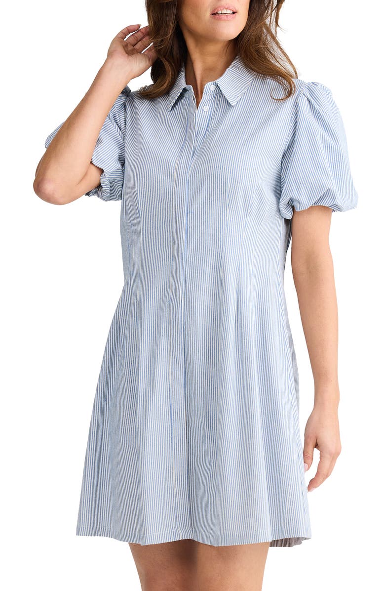 Brave+True Maria Stripe Shirtdress, Alternate, color, Blue Pinstripe