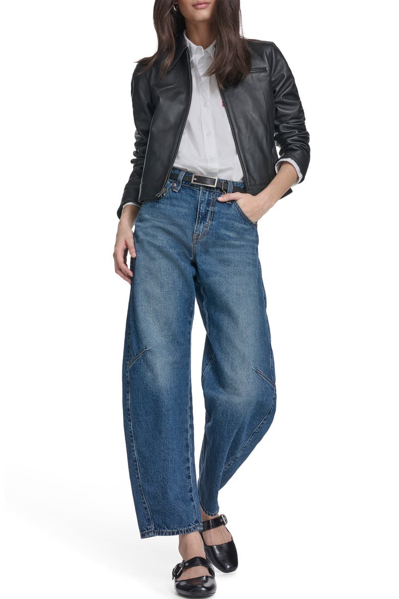 Leather Zip Jacket, Alternate, color, BLACK