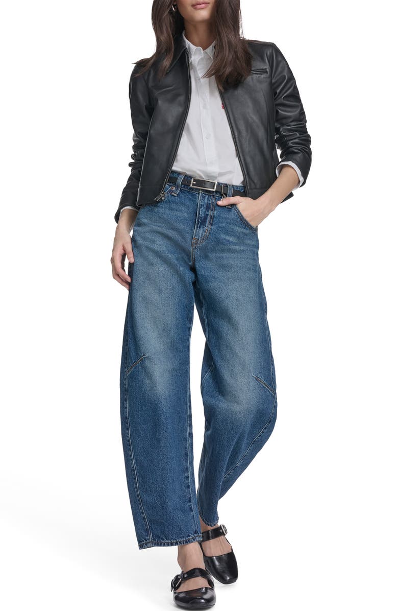 Levi's Leather Zip Jacket, Alternate, color, Black