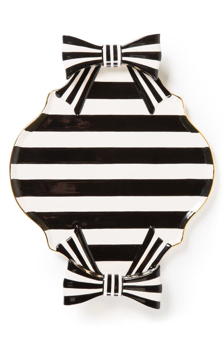 MACKENZIE CHILDS Courtly Bow Ceramic Tray, Alternate, color, Black/ White