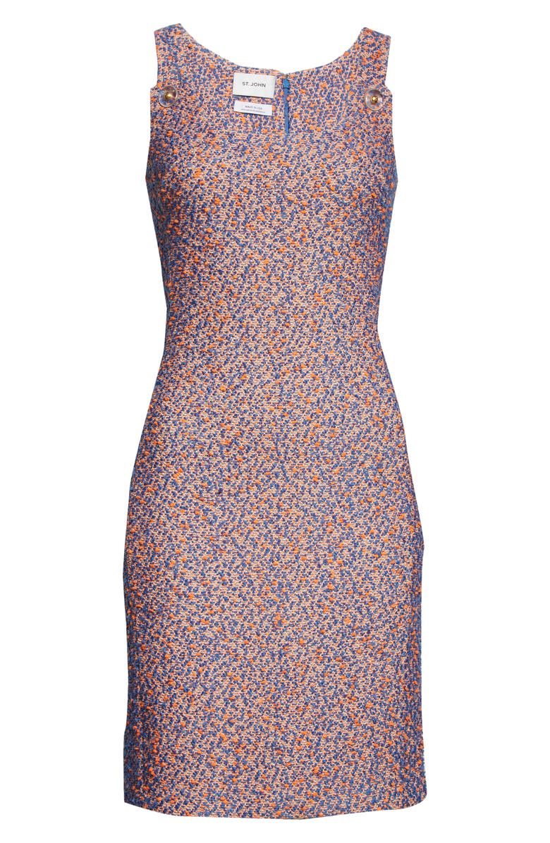 ST. JOHN Shimmer Sleeveless Scoop Neck Dress, Alternate, color, Blue Orange