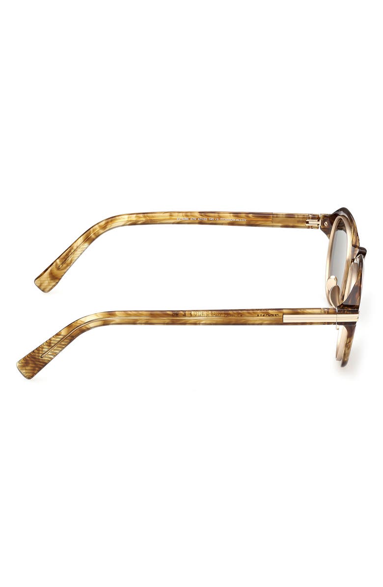 ZEGNA 47mm Round Sunglasses, Alternate, color, Transparent Brown / Green