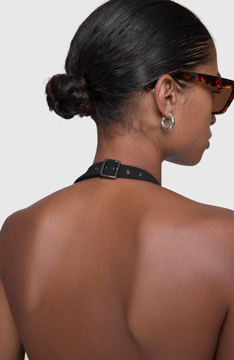 Rebecca Minkoff Jovie Belted Halter Neck Top, Alternate, color, True Black