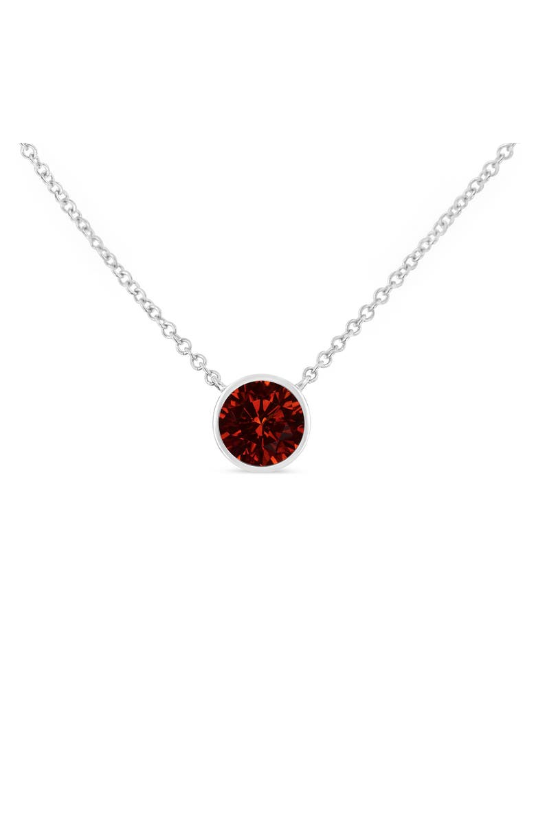 Haus of Brilliance .925 Sterling Silver Bezel Set 3.5mm Created Gemstone Solitaire 18" Pendant Necklace, Main, color, 