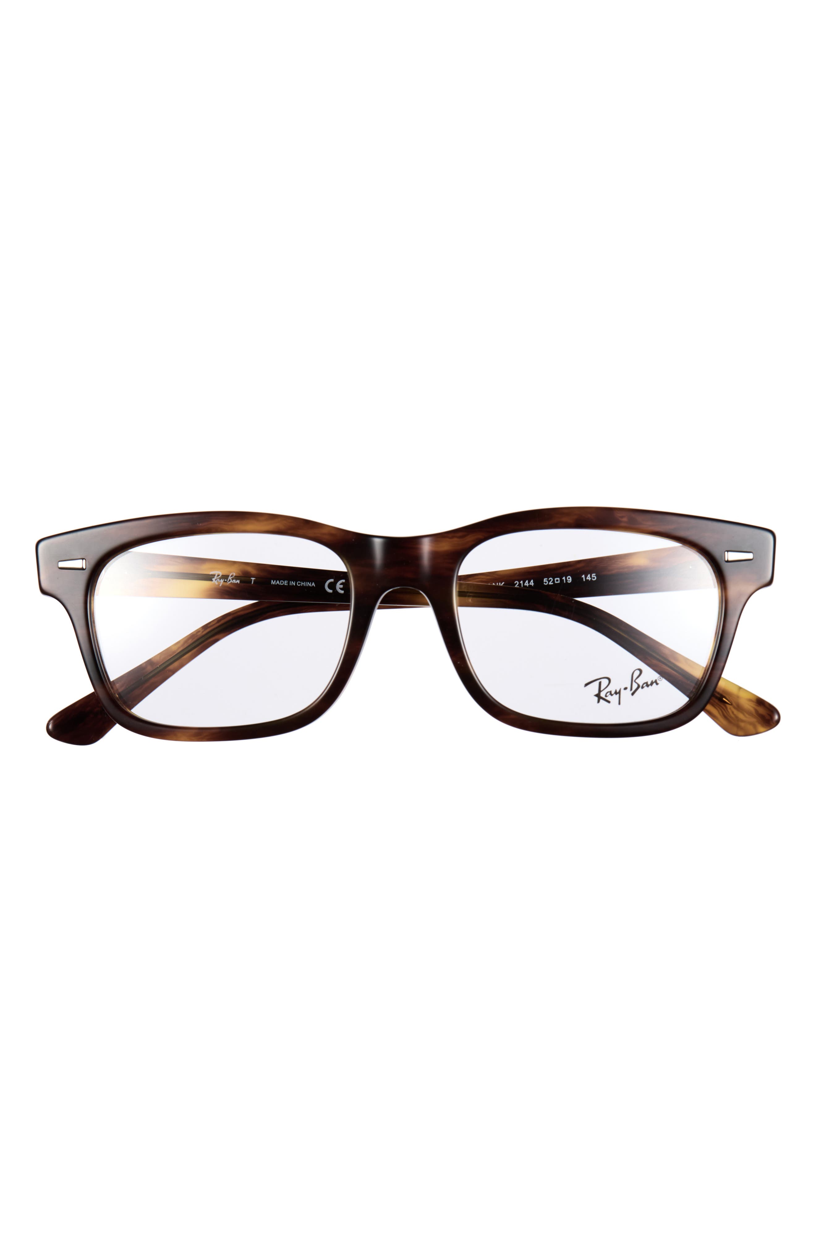 Ray Ban Ray-ban 52mm Square Optical Glasses In Red Havana