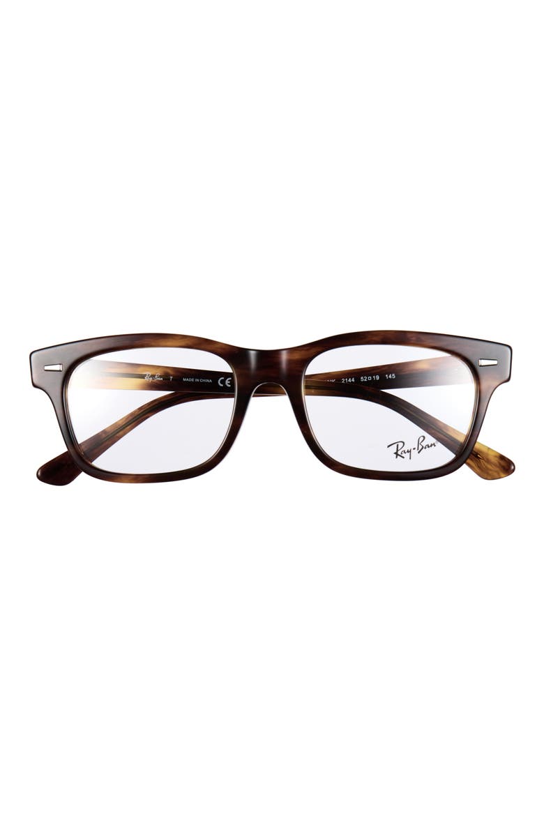 52mm Square Optical Glasses, Main, color, RED HAVANA