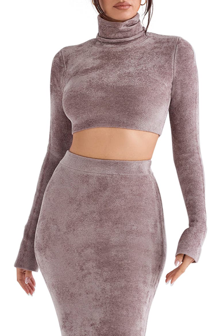 Suri Crop Chenille Turtleneck Sweater, Main, color, ROSE