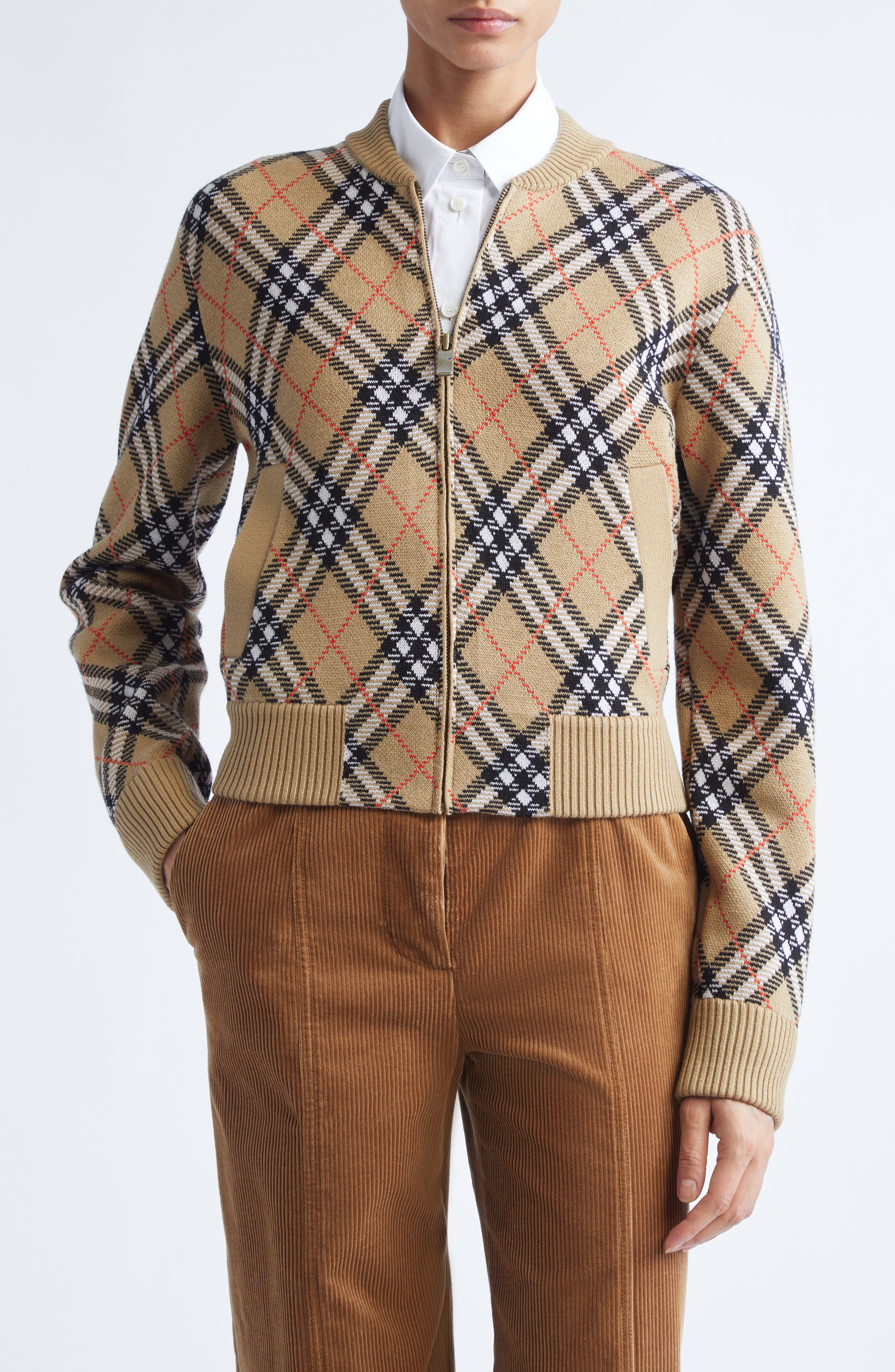 Check Sweater Jacket