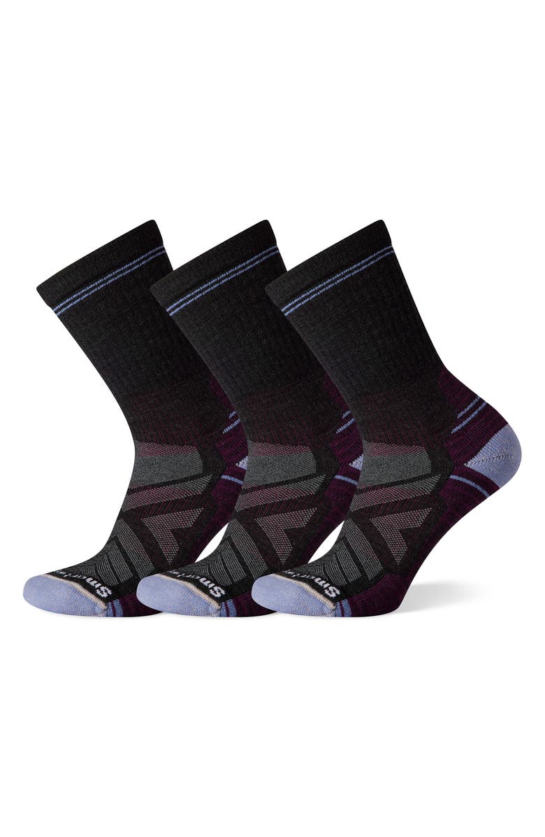 Smartwool Hike Light 3-Pack Cushion Crew Socks, Main, color, Charcoal