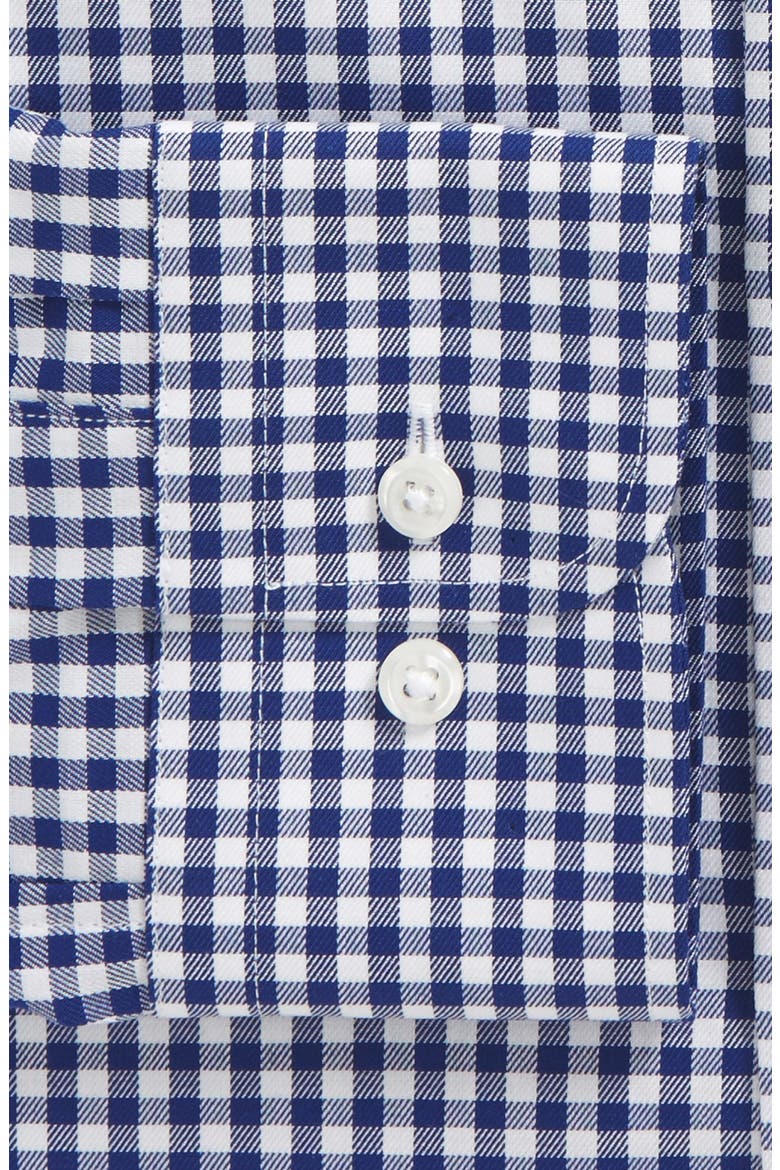 Nordstrom Non-Iron Trim Fit Gingham Dress Shirt, Alternate, color, NAVY PATRIOT