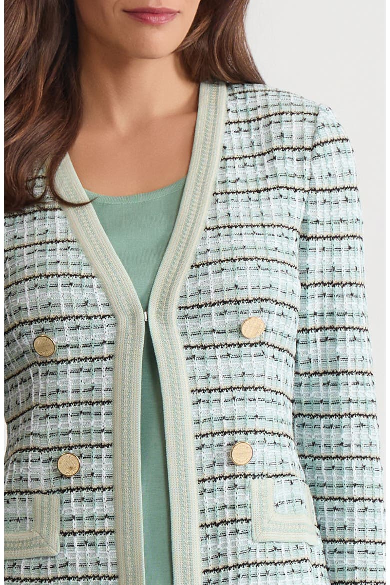 Tailored Plaid Textured Knit Jacket, Alternate, color, Fresh Mint/Mystic Green