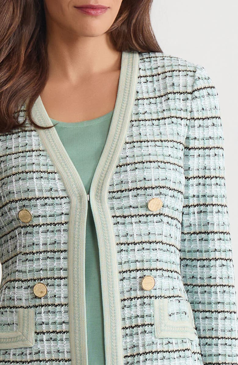 Misook Tailored Plaid Textured Knit Jacket, Alternate, color, Fresh Mint/Mystic Green