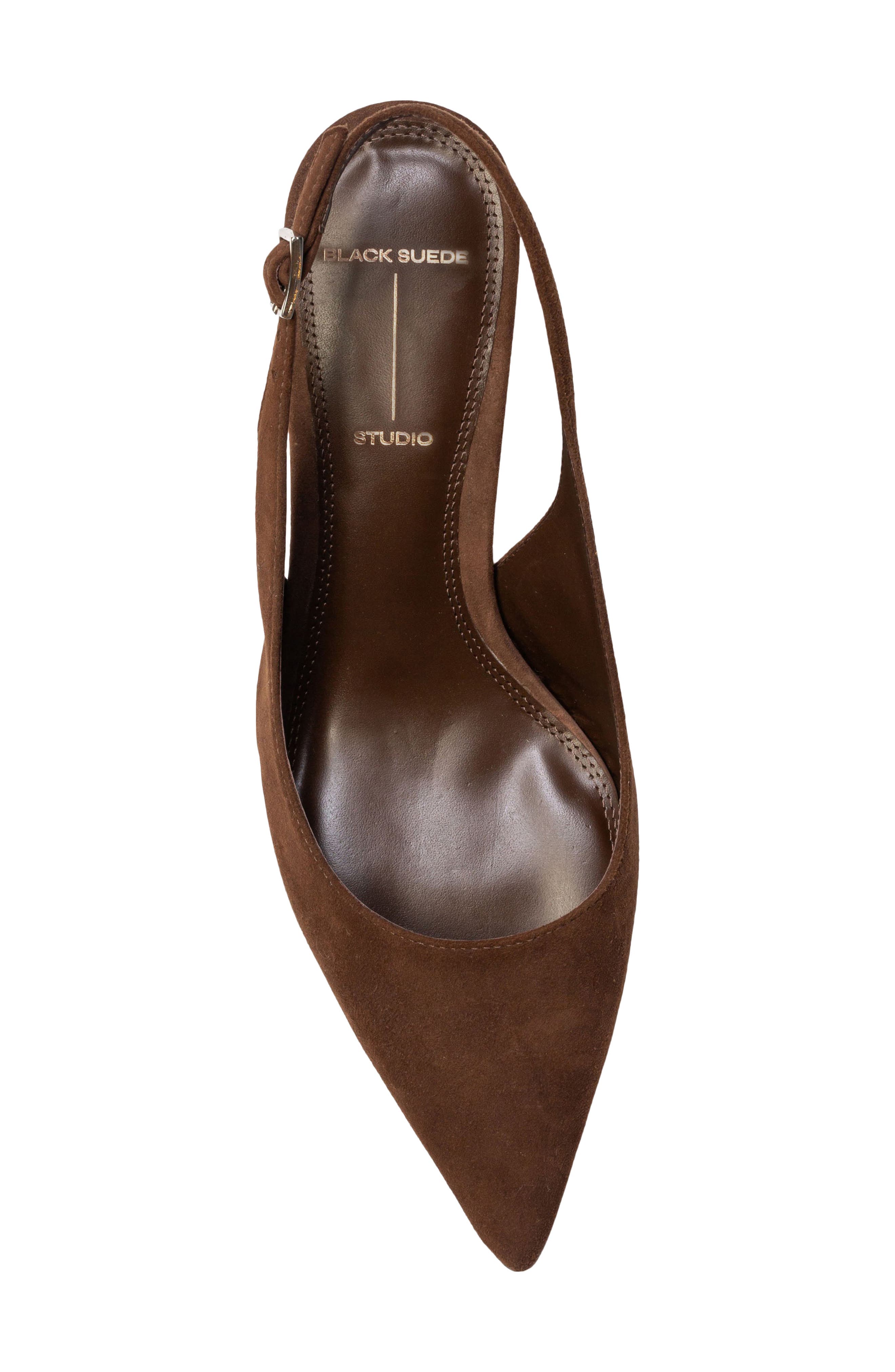 BLACK SUEDE STUDIO Alloy Pointed Toe Slingback Pump, Alternate, color, Brown