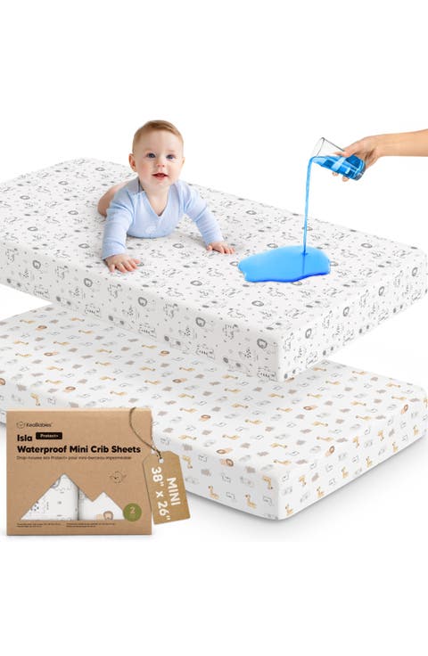2-Pack Isla [Protect+] Waterproof Mini Crib Sheets
