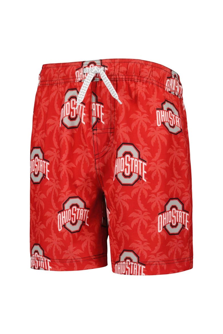 Youth Wes & Willy  Scarlet Ohio State Buckeyes Palm Tree Swim Shorts, Alternate, color, Scarlet