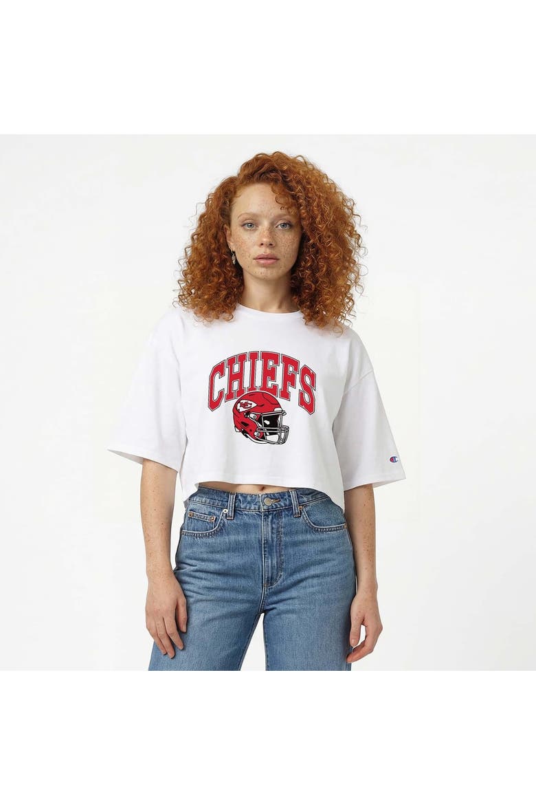 Women's Champion  White Kansas City Chiefs Boyfriend Cropped T-Shirt, Main, color, White