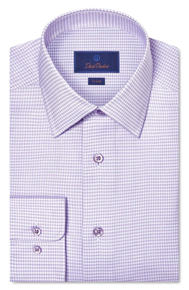 David Donahue Slim Fit Microcheck Cotton Stretch Twill Dress Shirt, Main, color,