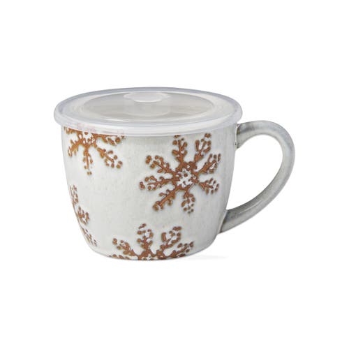 Tag Winter Snowflake Soup Mug Stoneware With Steam-release Lid In White