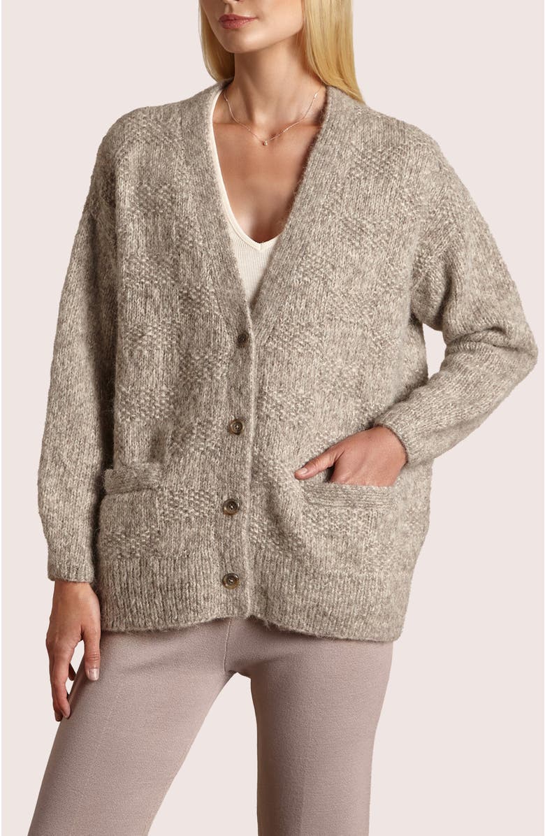 oyun Handknit Basketweave Cardigan, Alternate, color, Oat