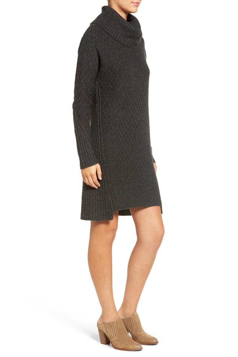 Treasure&Bond Turtleneck Sweater Dress, Alternate, color, GREY DARK CHARCOAL HEATHER