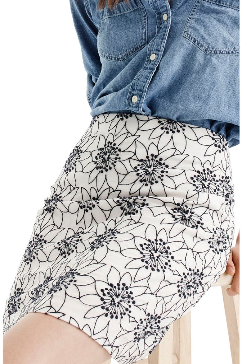 Embroidered Floral Miniskirt, Alternate, color, IVORY NAVY