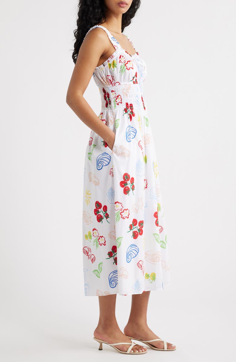 Rails Capri Printed Cotton Midi Sundress, Alternate, color, White Antipasti