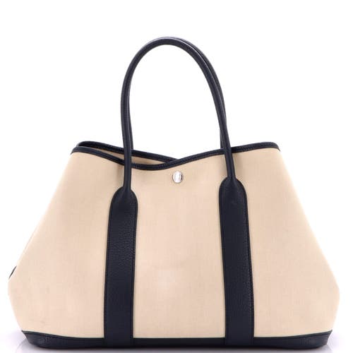 Pre-owned Hermes  Hermes Garden Party Tote Toile And Leather 36 In White