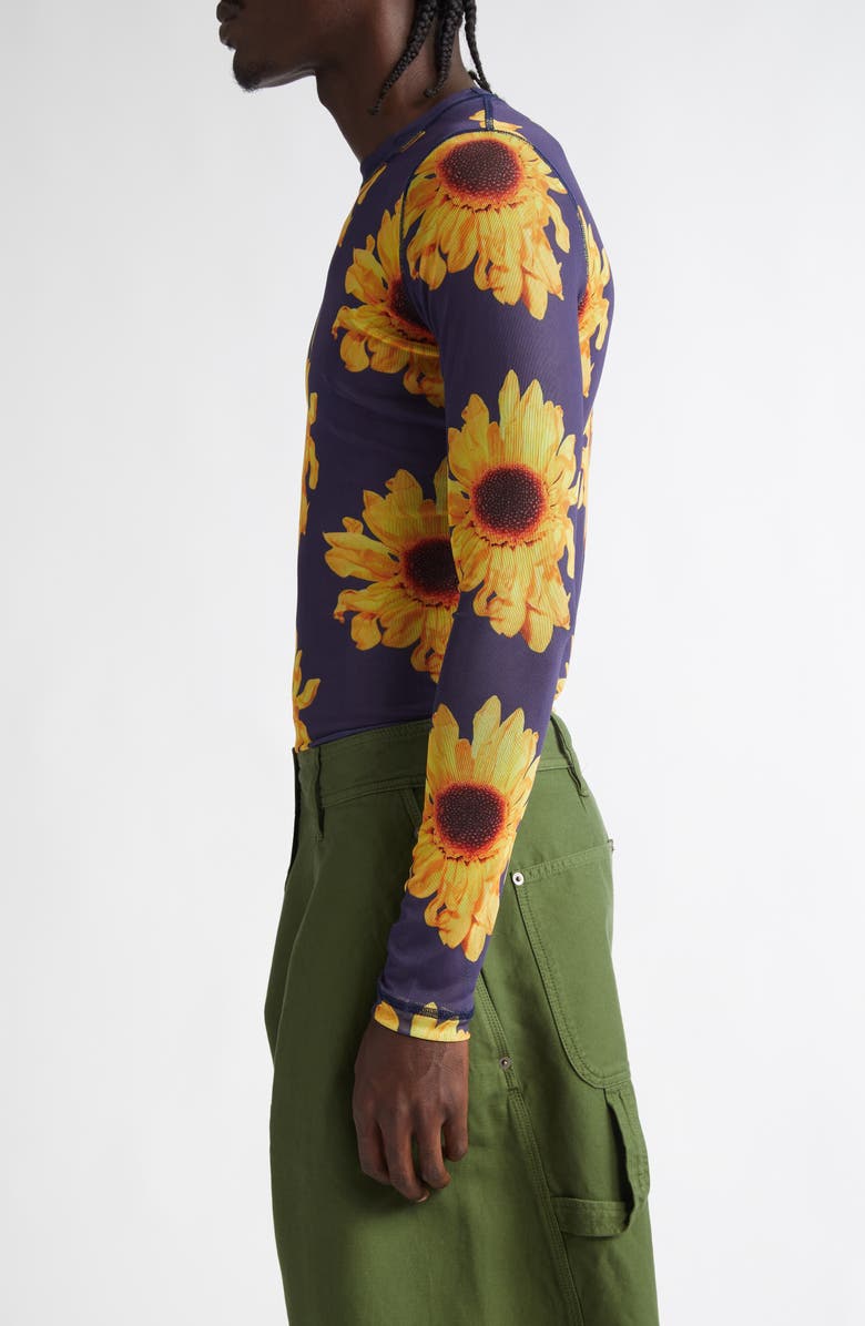 JW Anderson Sunflower Semisheer Mesh T-Shirt, Alternate, color,